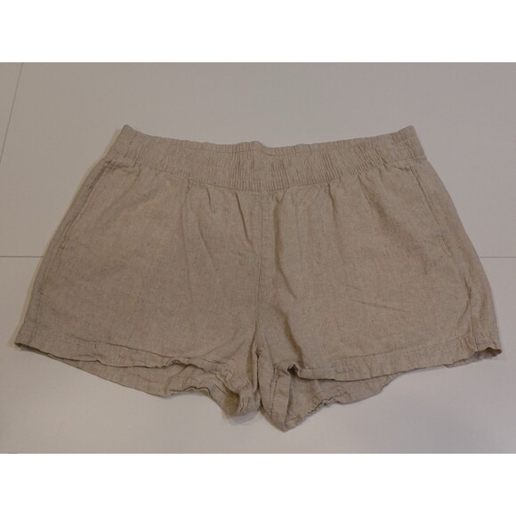 Old Navy Pants - Old Navy Flax Linen Blend Shorts Women’s XL Elastic High Waist Oatmeal Pull On